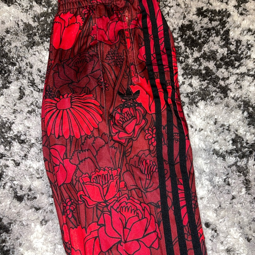 Adidas women’s rose print  track pants
